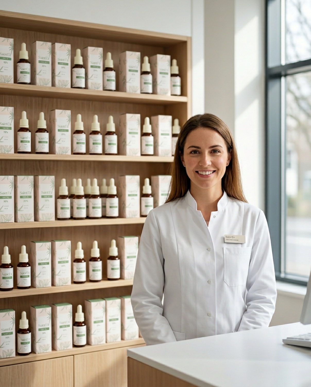Saint Eir Produkte im Regal einer Apotheke